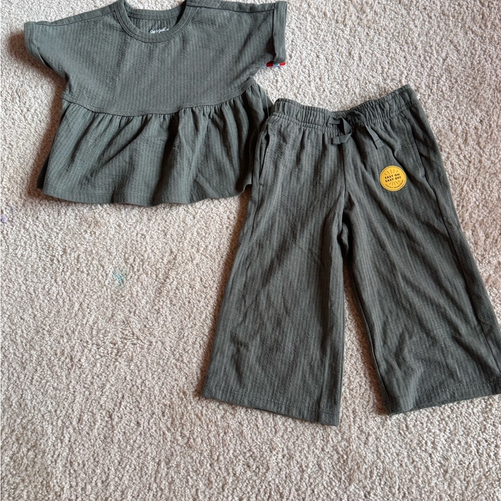 Cat & Jack Olive Green Ribbed Two-Piece Set
